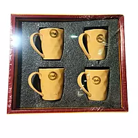 LIVA Set of 4 Yellow Faceted Ceramic Mugs - Ready-to-Gift Box