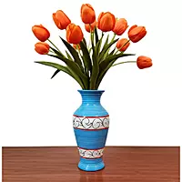 Vintage Flower Vase with Print