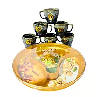 Six Cups Mugs & Round, Segmented Serving Platter