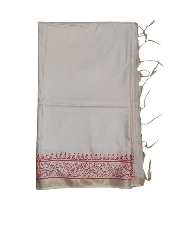Lal Paar Durga Puja Bengali Silk Saree with Running Blouse
