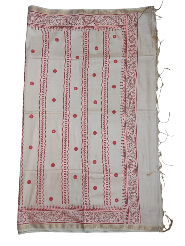 Lal Paar Durga Puja Bengali Silk Saree with Running Blouse