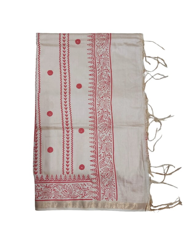Lal Paar Durga Puja Bengali Silk Saree with Running Blouse