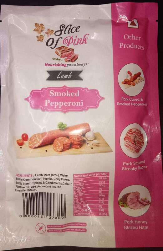 Lamb Pepperoni Extra Cured & Smoked 500 Gms - Slice Of Pink