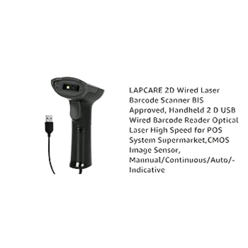 Lapcare 2D Wireless Barcode Scanner – 2.4GHz + Bluetooth | Fast Scanning | POS & Retail Use