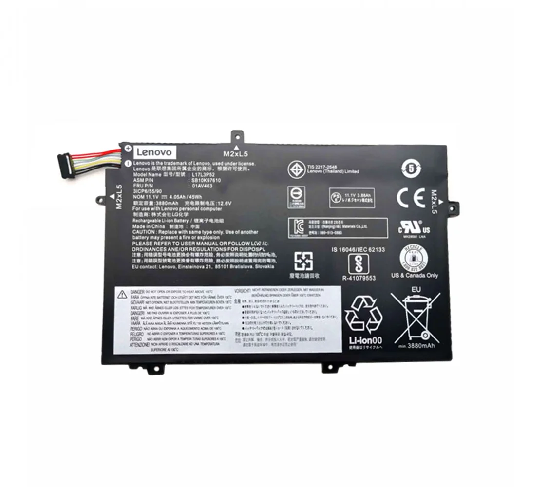 Lenovo Laptop Battery for L17L3P52 / 01AV463 – 11.1V 45Wh, 3-Cell Li-ion, Fully Compatible Replacement