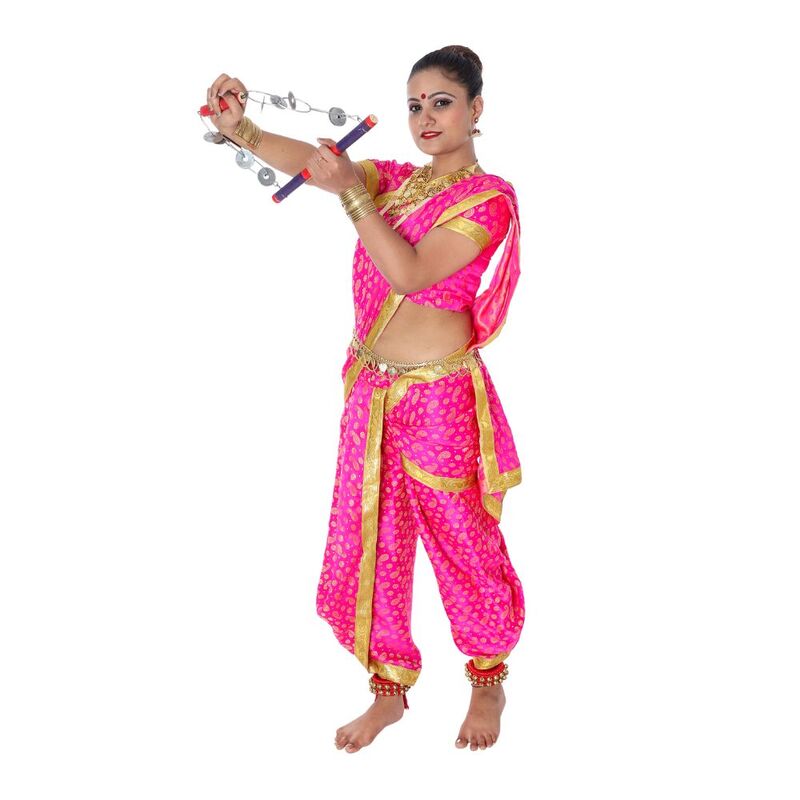 Lavani Saree Fancy Dress Costume Pink