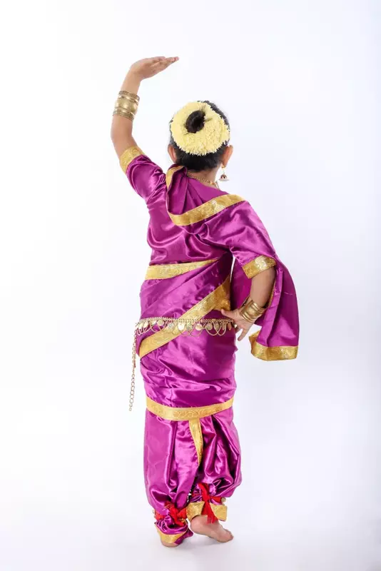 Lavani Saree Fancy Dress Costume Purple For Girls