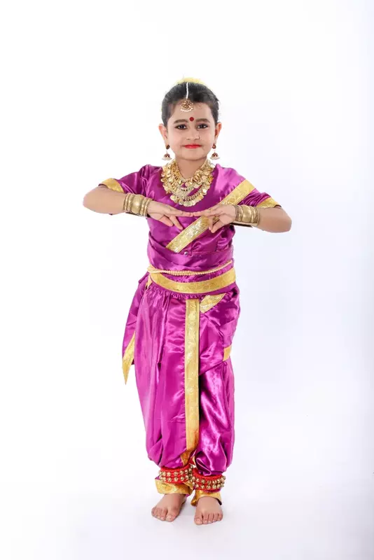 Lavani Saree Fancy Dress Costume Purple For Girls Lavani Saree Fancy Dress Costume Purple For Girls
