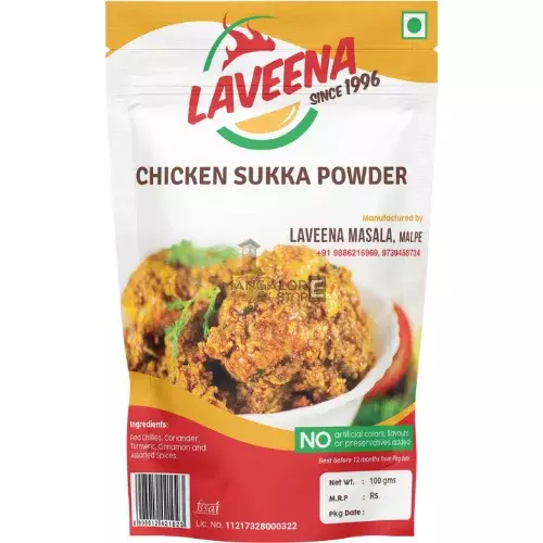 Laveena Chicken Sukka Powder – Authentic South Indian Spice Blend – 100g