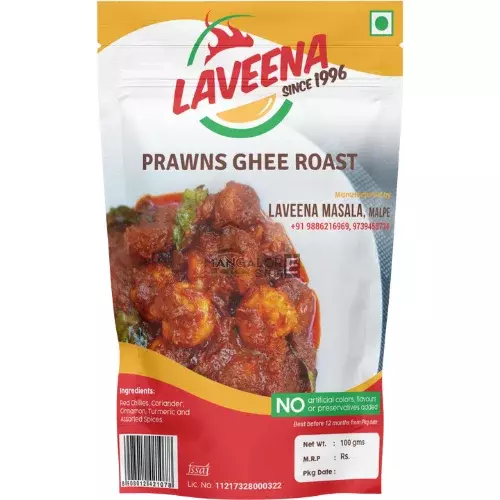 Laveena Prawns Ghee Roast – Spicy & Flavorful South Indian Delight - 100g