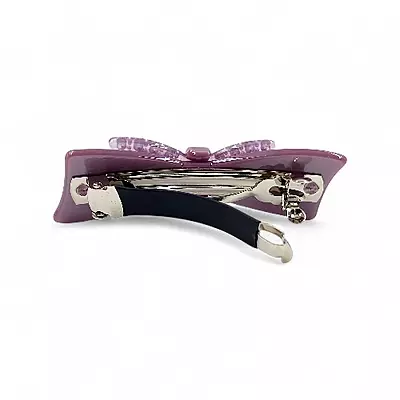 Elegant Lavender Bow Crystal Hair Barrette Clip