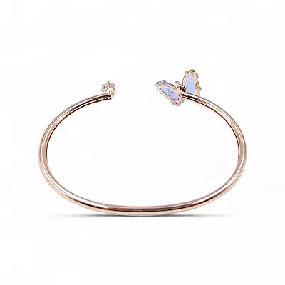 Rose Gold Butterfly Bangle & Ring Set - Lavender Stone