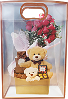 Pack of 6 Transparent Goodie Bags | Clear Medium Gift Bags for Return Gifts, Party Favors, Birthday, Wedding, Baby Shower | Brown Gift Bags