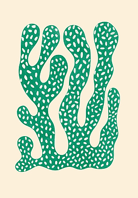 Green Speckled Abstract Coral Poster I Modern Organic Wall Art