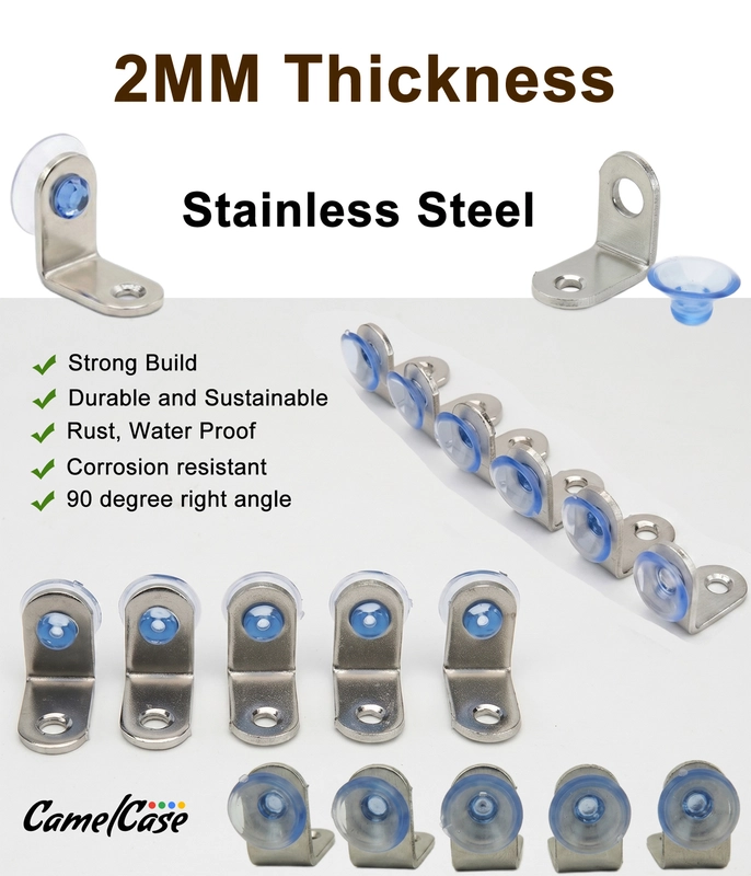 CamelCase Stainless Steel L Shape 90° Right Angle Support Bracket, 2 MM Thickness | Black & Silver