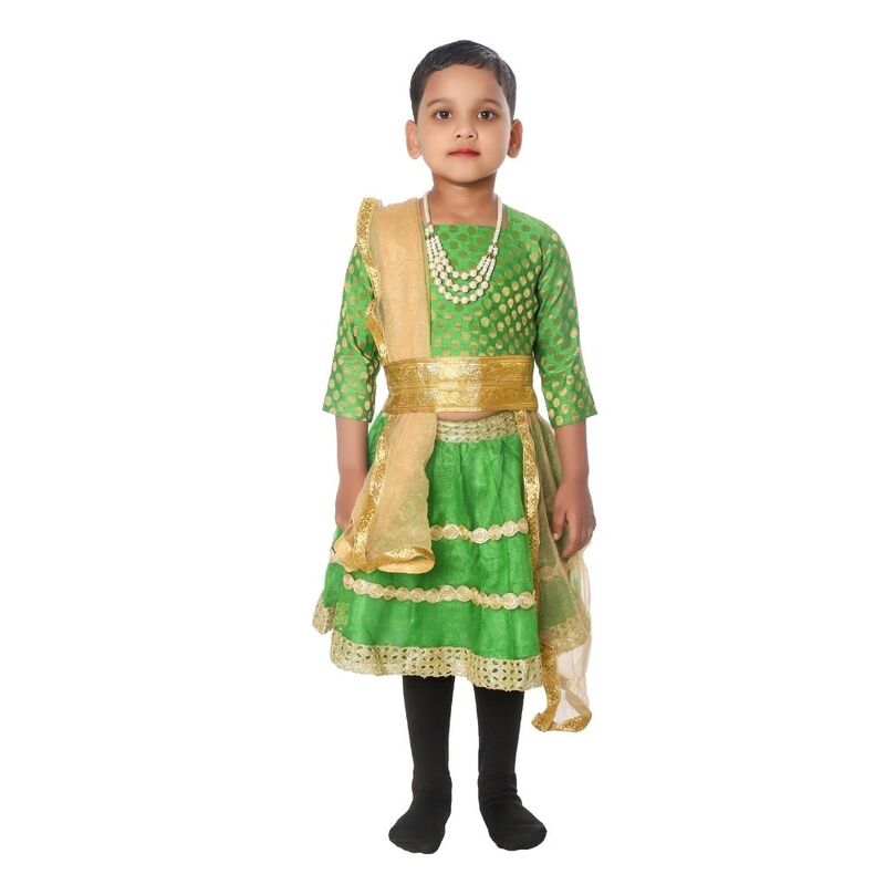 Lehenga Fancy Dress Costume Green & Golden