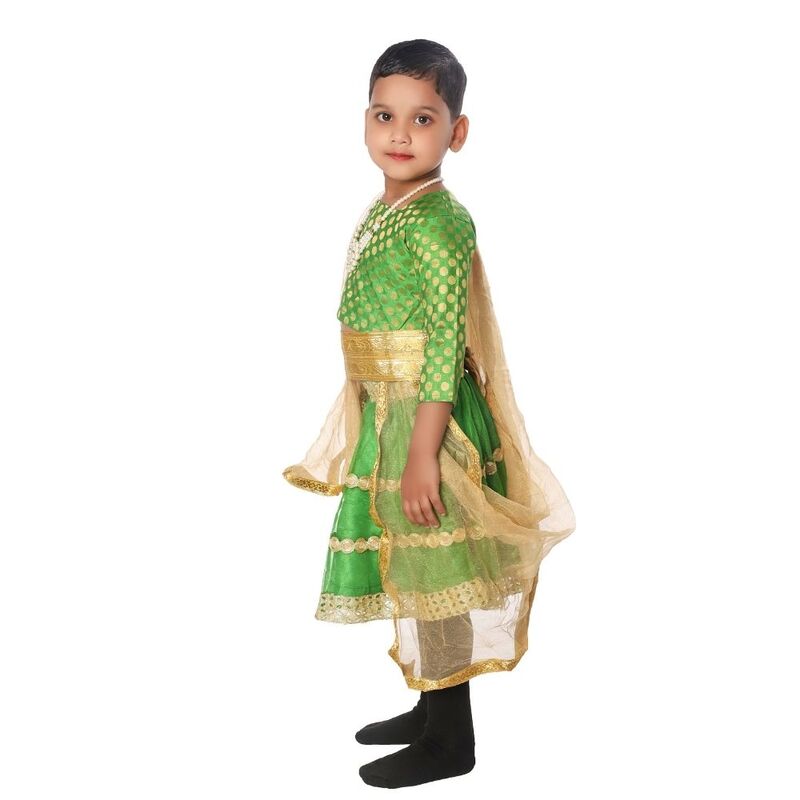Lehenga Fancy Dress Costume Green & Golden Lehenga Fancy Dress Costume Green & Golden