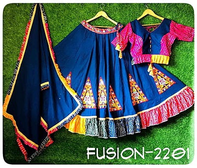 Cotton Festive Fusion Lehenga Catalogue 1-NavyBlue