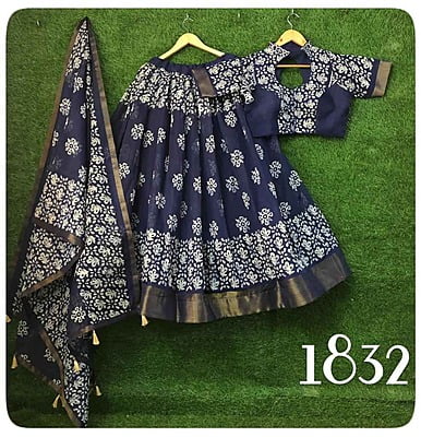 Cotton Festive Fusion Lehenga Catalogue 3-NavyBlue