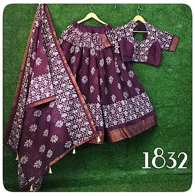 Cotton Festive Fusion Lehenga Catalogue 3-Wine