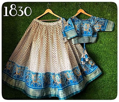 Cotton Silk Patola Printed Lehenga Catalogue 1-Blue Cotton Silk Patola Printed Lehenga Catalogue 1-Blue