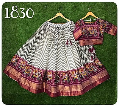 Cotton Silk Patola Printed Lehenga Catalogue 1-Wine Cotton Silk Patola Printed Lehenga Catalogue 1-Wine