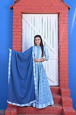 Hand Block Printed Lehenga Catalogue 2-Blue-1