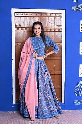 Hand Block Printed Lehenga Catalogue 2-Blue-2