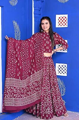 Hand Block Printed Lehenga Catalogue 2-Brown-2