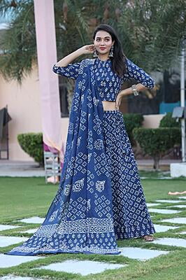 Hand Block Printed Lehenga Catalogue 2-Indigo-2
