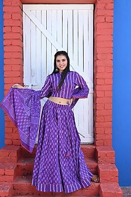 Hand Block Printed Lehenga Catalogue 2-Purple-1