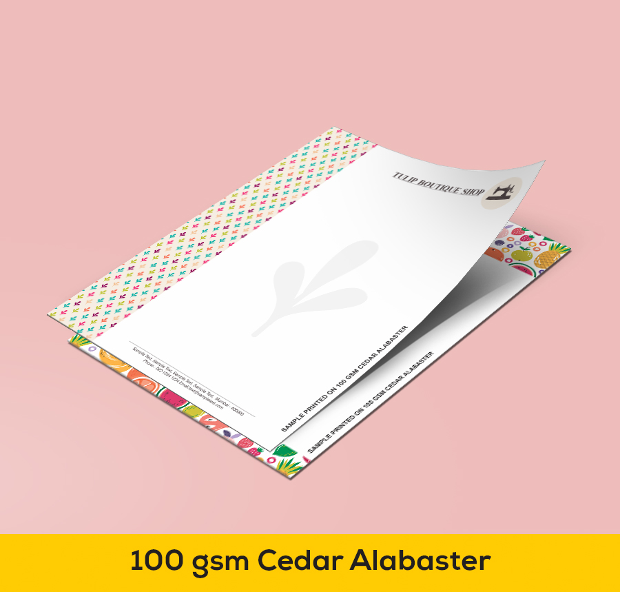 Letterheads Printed on 100 gsm JK cedar alabaster