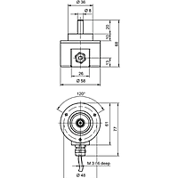 Technical drawing with dimensions for Leuze EI 1058-S08x20C-2500T-020R