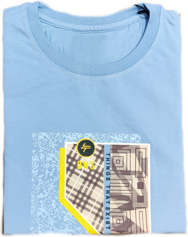 Light Blue Printed Round Neck Tshirt