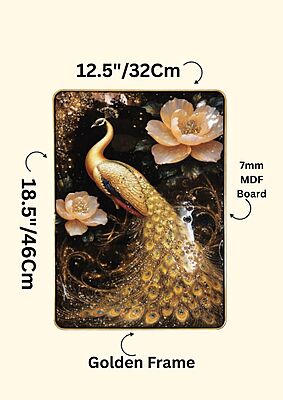Golden Peacock Floral Wall Art Inch – Resin Crystal Embedded Luxury Decor Frame Golden Peacock Floral Wall Art Inch – Resin Crystal Embedded Luxury Decor Frame