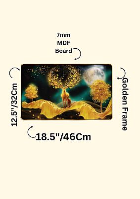 Golden Deer Moonlight Wall Art  – Resin Crystal Embedded Luxury Nature Decor Frame