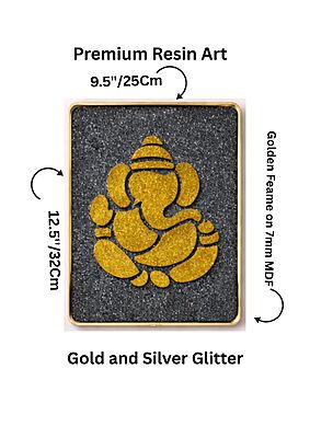 Handmade Glitter Ganesha Resin Art Wall Hanging | 9 x 12 Inch Decorative MDF Wall Art | Gold & Black Spiritual Home Decor for Living Room, Pooja Room & Office Handmade Glitter Ganesha Resin Art Wall Hanging | 9 x 12 Inch Decorative MDF Wall Art | Gold & Black Spiritual Home Decor for Living Room, Pooja Room & Office