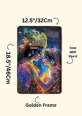 Radha Krishna Wall Art  – Resin Crystal Embedded Spiritual Love Decor Frame