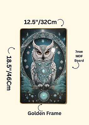 Mystical Owl Crystal Wall Art (12×18 Inch) | Resin Crystal Embedded | Dust Resistant Modern Home Décor