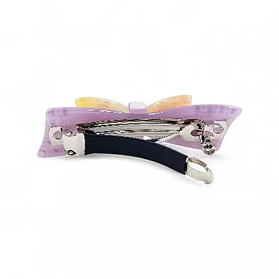 Elegant Lilac Bow Crystal Hair Barrette Clip