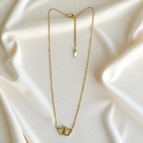 Elegant Gold Linked Butterfly Necklace
