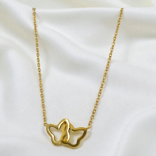 Elegant Gold Linked Butterfly Necklace