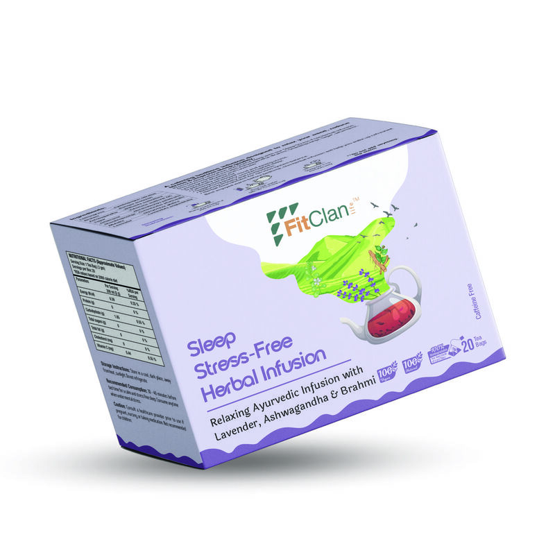 Sleep Stress-Free Herbal Tea | Relaxing Ayurvedic Tea with Ashwagandha, Brahmi & Lavender
