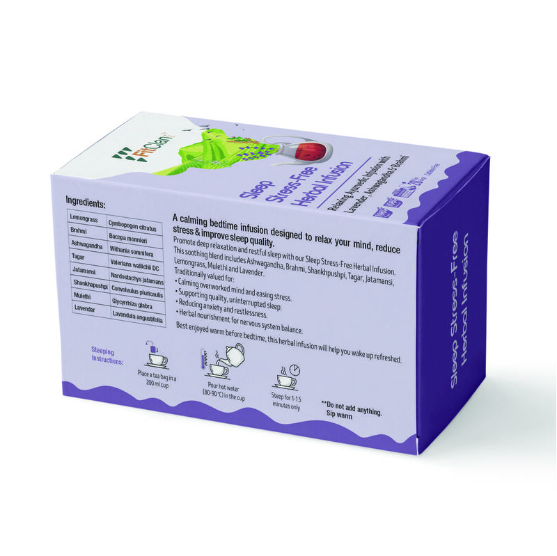 Sleep Stress-Free Herbal Tea | Relaxing Ayurvedic Tea with Ashwagandha, Brahmi & Lavender