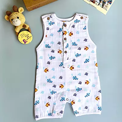 Muslin Cotton Sleeveless Romper | New Born Baby | Unisex Premium | Super Soft