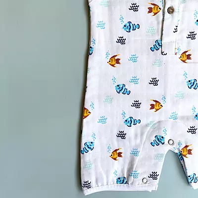 Muslin Cotton Sleeveless Romper | New Born Baby | Unisex Premium | Super Soft
