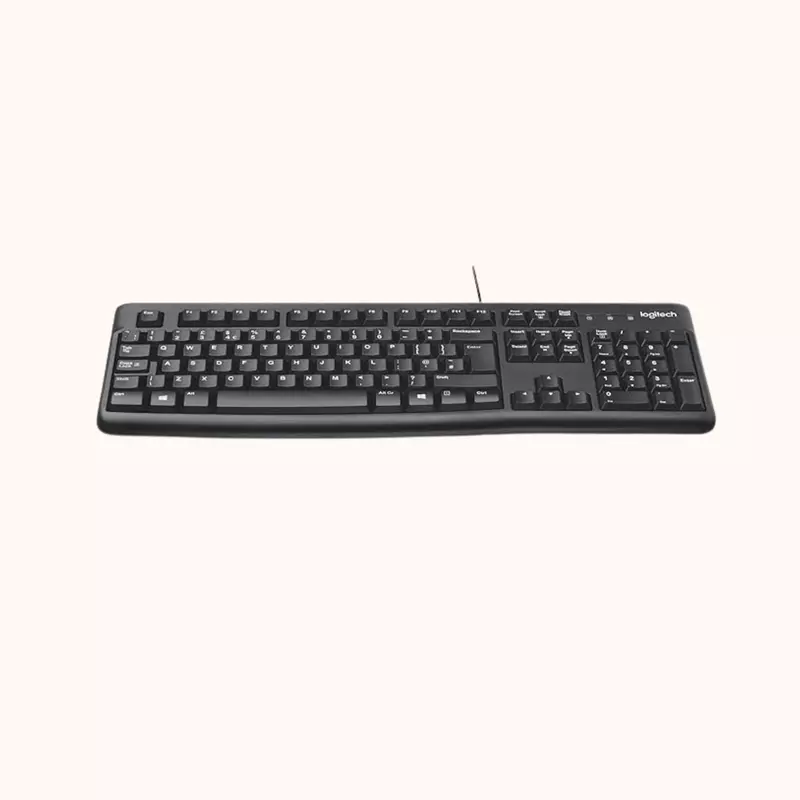 Used Logitech K120 / Full-Size, Spill-Resistant, Curved Space Bar for Windows, USB Plug-and-Play, Full-Size, Spill-Resistant, Curved Space Bar Wired USB Desktop Keyboard