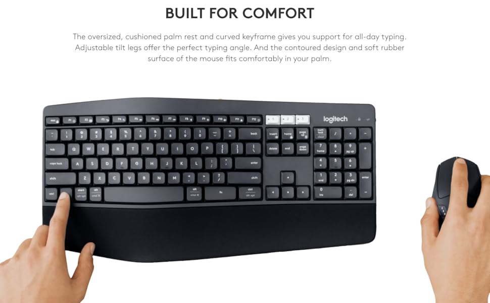 Logitech MK850 Multi-Device Wireless Keyboard and Mouse Set, 2.4GHz Wireless & Bluetooth, Curved Keyframe , 12 Programmable Keys for PC/Mac (Black) Logitech MK850 Multi-Device Wireless Keyboard and Mouse Set, 2.4GHz Wireless & Bluetooth, Curved Keyframe , 12 Programmable Keys for PC/Mac (Black)