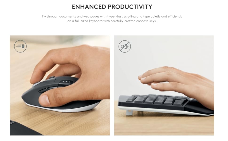 Logitech MK850 Multi-Device Wireless Keyboard and Mouse Set, 2.4GHz Wireless & Bluetooth, Curved Keyframe , 12 Programmable Keys for PC/Mac (Black) Logitech MK850 Multi-Device Wireless Keyboard and Mouse Set, 2.4GHz Wireless & Bluetooth, Curved Keyframe , 12 Programmable Keys for PC/Mac (Black)