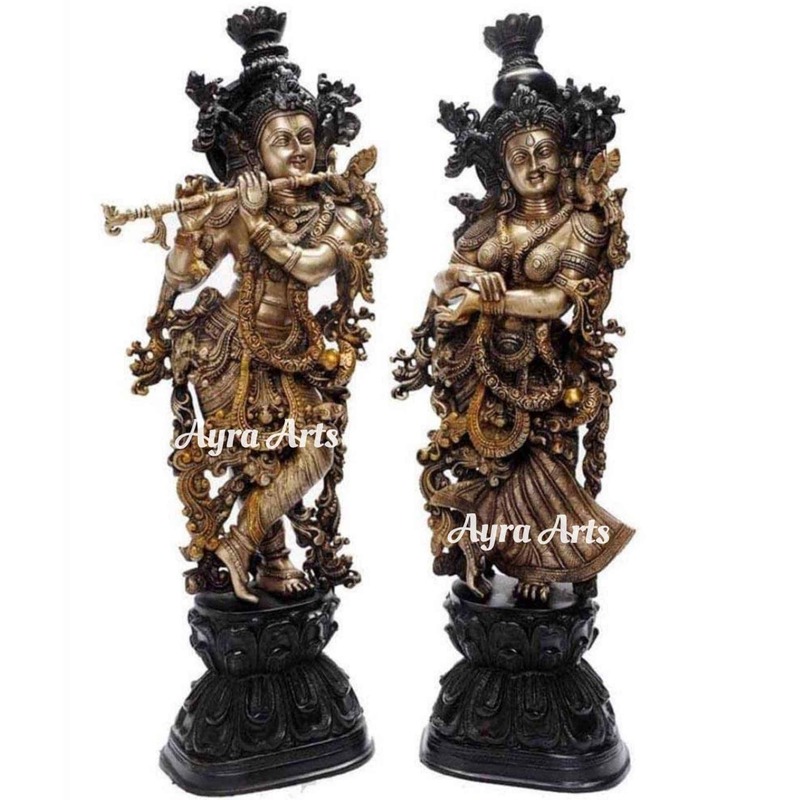 Brass Radha Krishna Idols - 30 inch Height | Sacred Decor Piece